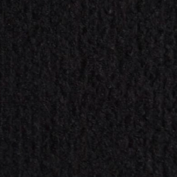 Black fire-proof carpet with a dense, textured loop pile finish.