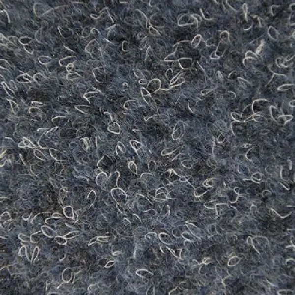 Navy blue high-pile shag carpet with a dense, curly loop texture.