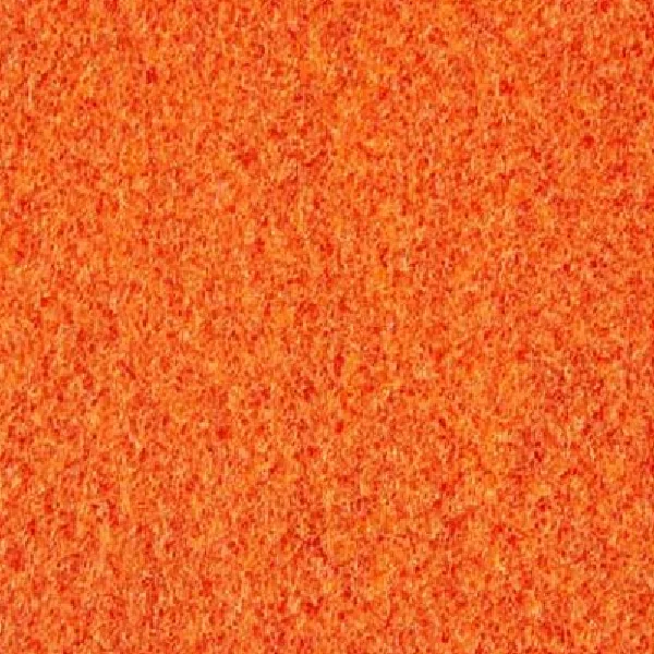 Orange fire-proof carpet with a dense, textured loop pile finish.